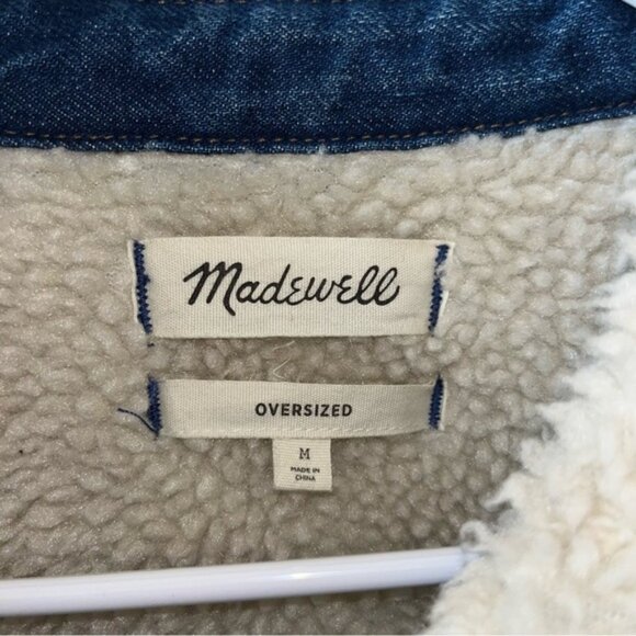 Madewell Oversized Denim Sherpa Lined Jacket Size Medium - Picture 8 of 11